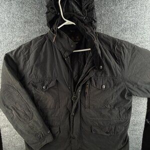 Barbour Sapper XL Waxed Jacket Full Zip Gray Cargo Pockets Insulated Winter